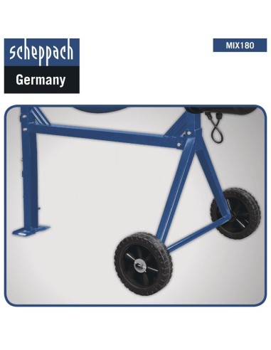 Betoniera elettrica 180lt 800w Scheppach mix180 per malta calcestruzzo e cemento