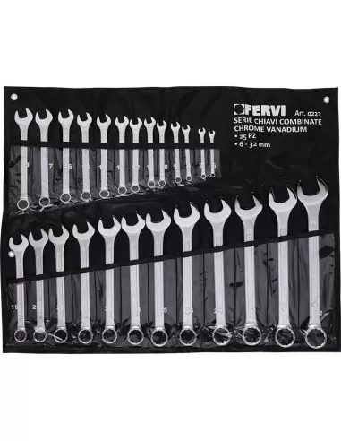 1 - Set kit 25 pz chiavi combinate metriche fisse e stella 6 - 32 mm Fervi 0223