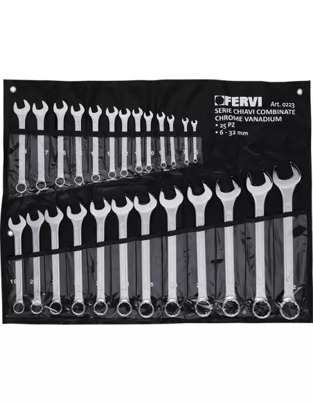 1 - Set kit 25 pz chiavi combinate metriche fisse e stella 6 - 32 mm Fervi 0223