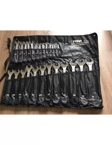 2 - Set kit 25 pz chiavi combinate metriche fisse e stella 6 - 32 mm Fervi 0223