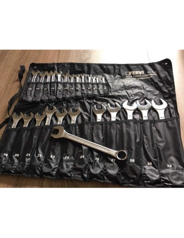 Set kit 25 pz chiavi combinate metriche fisse e stella 6 - 32 mm Fervi 0223