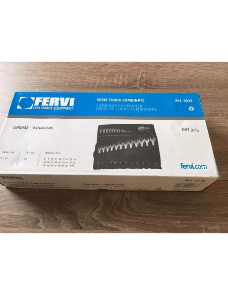 Set kit 25 pz chiavi combinate metriche fisse e stella 6 - 32 mm Fervi 0223