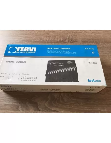 4 - Set kit 25 pz chiavi combinate metriche fisse e stella 6 - 32 mm Fervi 0223