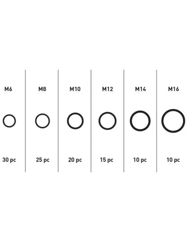 2 - Serie set kit assortimento 110 rondelle in rame Fervi 0229