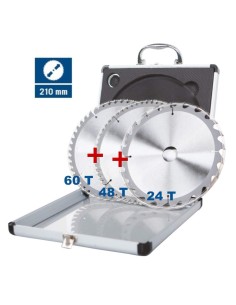 Kit 3 lame circolare Scheppach tct ø210mm x troncatrici x legno pvc alluminio