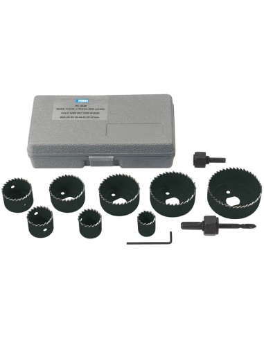 Kit frese a tazza per legno in valigetta 10 pz per trapano Fervi 0238