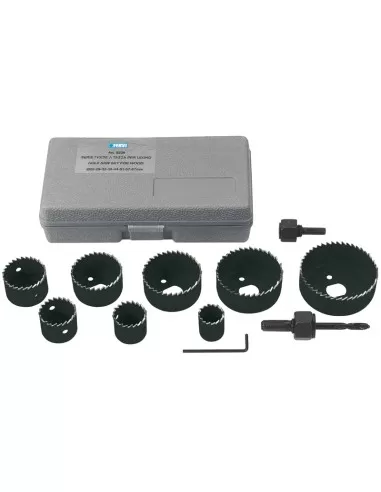 1 - Kit frese a tazza per legno in valigetta 10 pz per trapano Fervi 0238