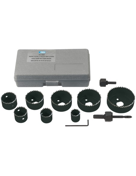 Kit frese a tazza per legno in valigetta 10 pz per trapano Fervi 0238