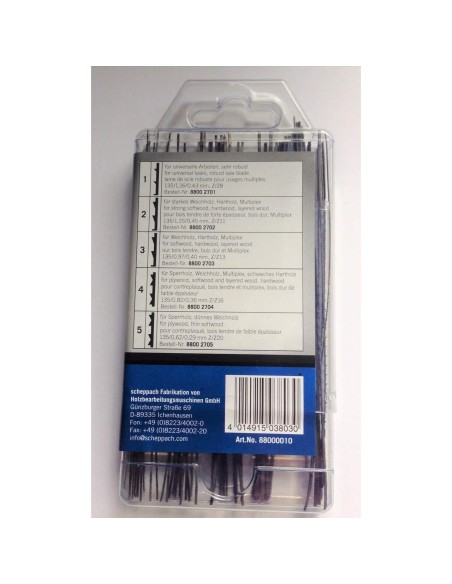 Kit 60 lame per traforo oscillante legno Scheppach seghetto senza perno