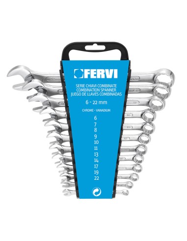 1 - Set kit 12 pz chiavi combinate metriche fisse e stella 6-22 mm Fervi 0073