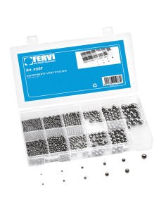 Serie set kit assortimento sfere d'acciaio cromate pollici Fervi 0116p