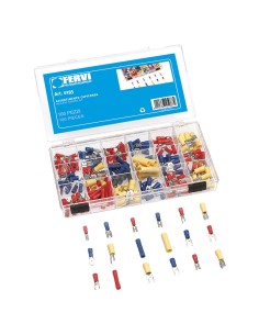 Kit set assortimento 200 capicorda elettrici isolati faston Fervi 0293