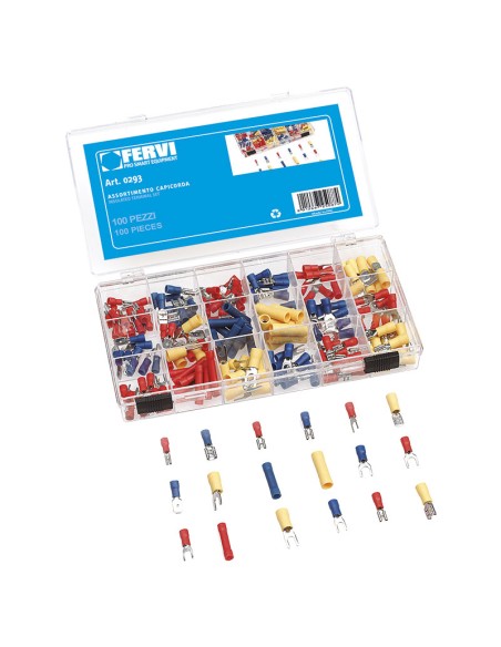 Kit set assortimento 200 capicorda elettrici isolati faston Fervi 0293