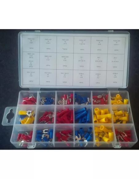 2 - Kit set assortimento 200 capicorda elettrici isolati faston Fervi 0293