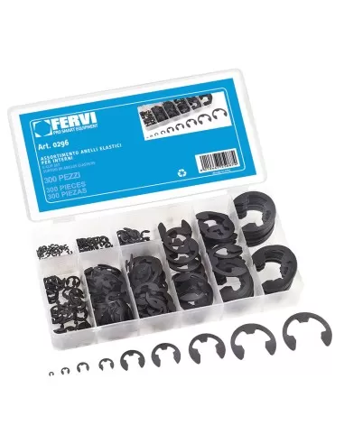 1 - Set assortimento 300 anelli elastici seeger montaggio radiale alberi Fervi 0296