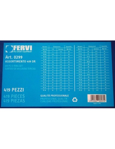 Set kit assortimento or o-ring metrici guarnizioni anelli gomma Fervi 0299