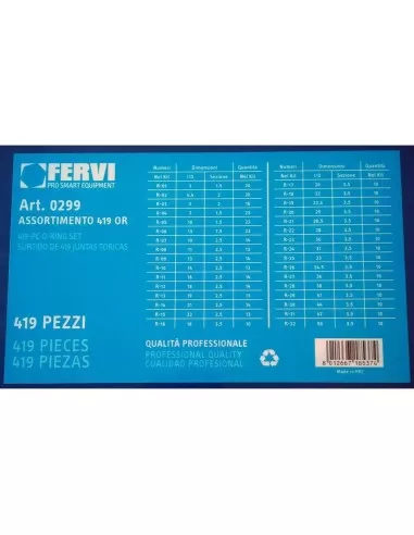 2 - Set kit assortimento or o-ring metrici guarnizioni anelli gomma Fervi 0299