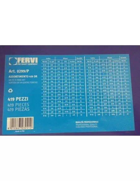 2 - Serie set kit assortimento or oring in pollici guarnizioni Fervi 0299/p