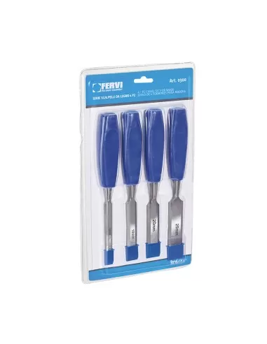 1 - Serie 4 pz scalpelli scalpello utensili da legno Fervi 0300