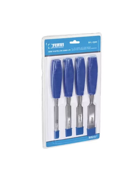 1 - Serie 4 pz scalpelli scalpello utensili da legno Fervi 0300