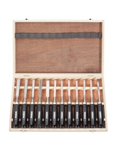 Serie 12 pz sgorbie da intaglio intagliare legno utensili scalpelli Fervi 0306