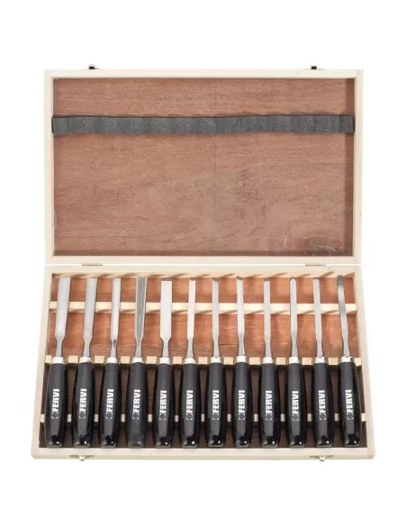 1 - Serie 12 pz sgorbie da intaglio intagliare legno utensili scalpelli Fervi 0306