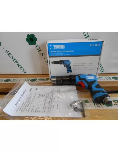 Trapano pneumatico reversibile aria compressa mandrino cremagliera Fervi 0418
