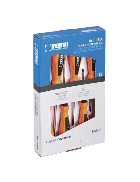 Set 6 giraviti cacciaviti a taglio e croce Fervi 0634