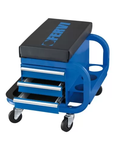 Sgabello carrello 3 cassetti ruote x officina auto moto Fervi 0645/cc