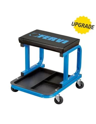 Sgabello carrello ruote ripiano portautensili officina auto moto Fervi 0645/s