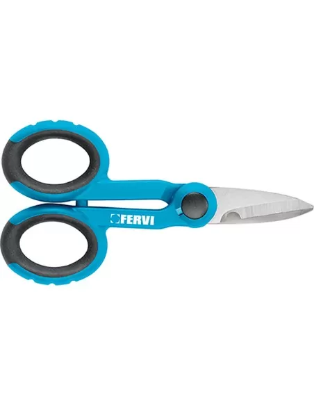 Forbice forbici per elettricista taglio spella filo cavo lama inox Fervi 0672/b