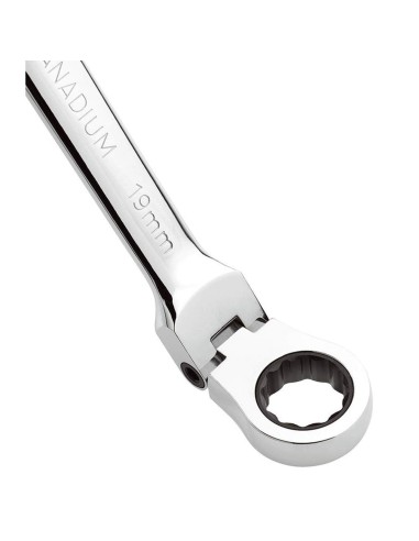 Serie 12 chiavi combinate con testa a cricchetto snodata Fervi 0690/12p