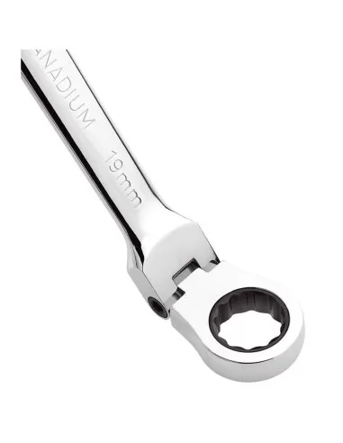 2 - Serie 12 chiavi combinate con testa a cricchetto snodata Fervi 0690/12p