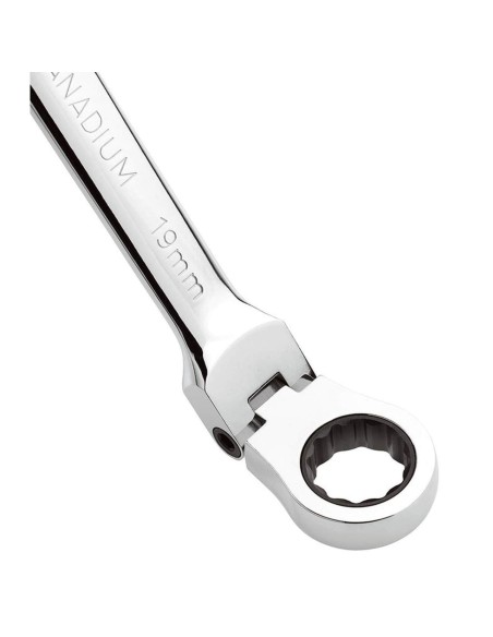 Serie 12 chiavi combinate con testa a cricchetto snodata Fervi 0690/12p