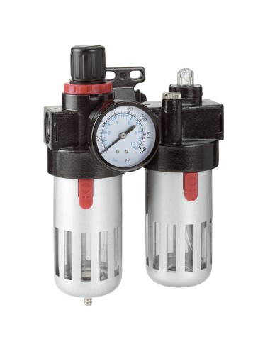 Riduttore pressione filtro lubrificatore manometro compressore Fervi 0777/3