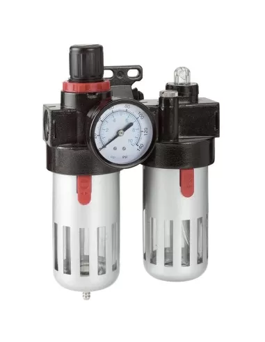 1 - Riduttore pressione filtro lubrificatore manometro compressore Fervi 0777/3