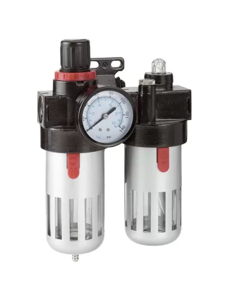 1 - Riduttore pressione filtro lubrificatore manometro compressore Fervi 0777/3