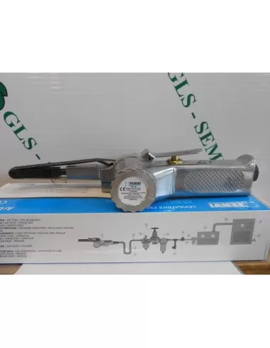 3 - Levigatrice pneumatica a nastro abrasivo 10x330 mm x compressore aria Fervi 0784