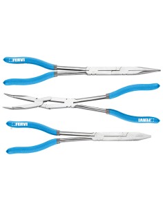 Set 3 pinze lunghe a doppio snodo a becchi Fervi 0872/p