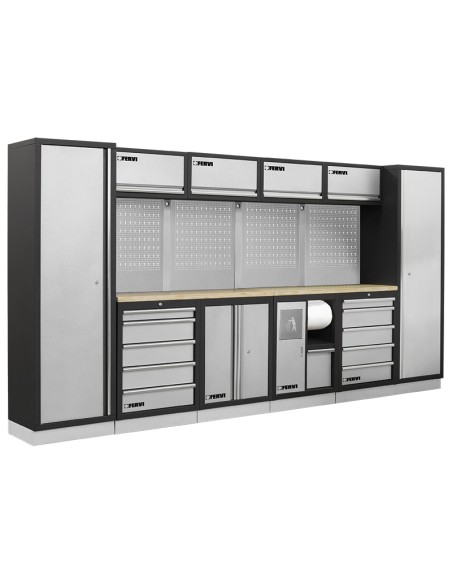 1 - Arredamento modulare officina mobili banchi armadi cassettiere Fervi a007b