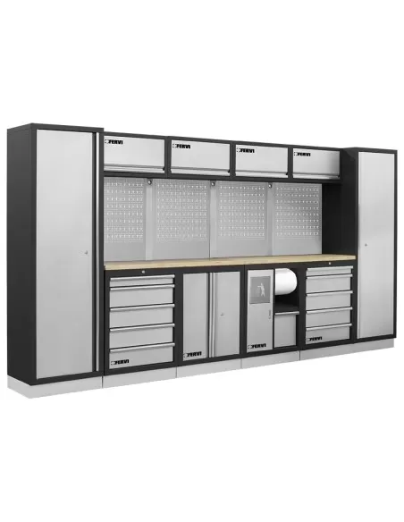 1 - Arredamento modulare officina mobili banchi armadi cassettiere Fervi a007b