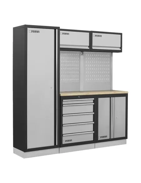 Arredamento modulare officina mobili banchi armadi cassettiere Fervi a007c