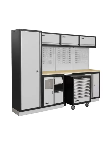 1 - Arredamento modulare officina mobili banchi armadi cassettiere Fervi a007e