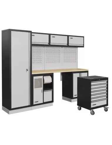 2 - Arredamento modulare officina mobili banchi armadi cassettiere Fervi a007e