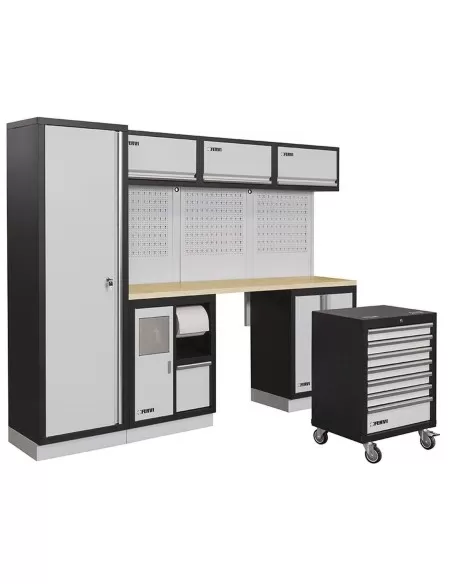 2 - Arredamento modulare officina mobili banchi armadi cassettiere Fervi a007e