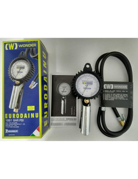 Pistola di gonfiaggo wonder eurodainu 1991 bar psi MICHELIN con manometro Pistola di gonfiaggo wonder eurodainu 1991 bar psi MICHELIN con manometro
