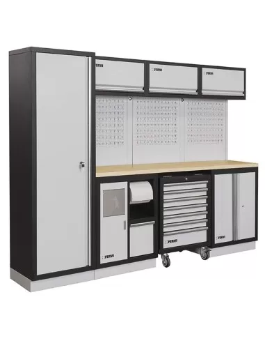 3 - Arredamento modulare officina mobili banchi armadi cassettiere Fervi a007e
