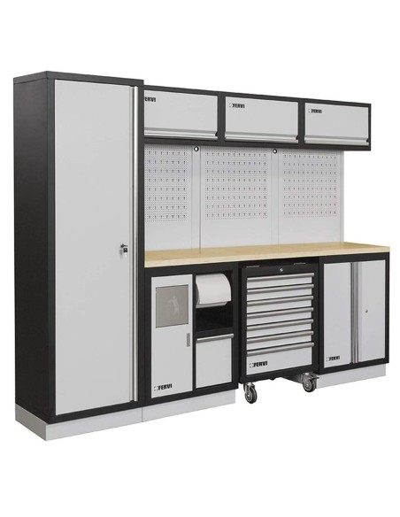 Arredamento modulare officina mobili banchi armadi cassettiere Fervi a007e