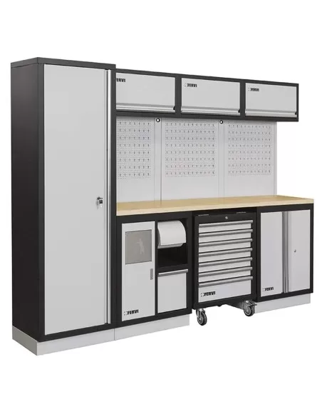 3 - Arredamento modulare officina mobili banchi armadi cassettiere Fervi a007e