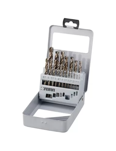 1 - Serie 19 pz punte in hss rettificate cobalto x trapano 1-10 mm Fervi p067